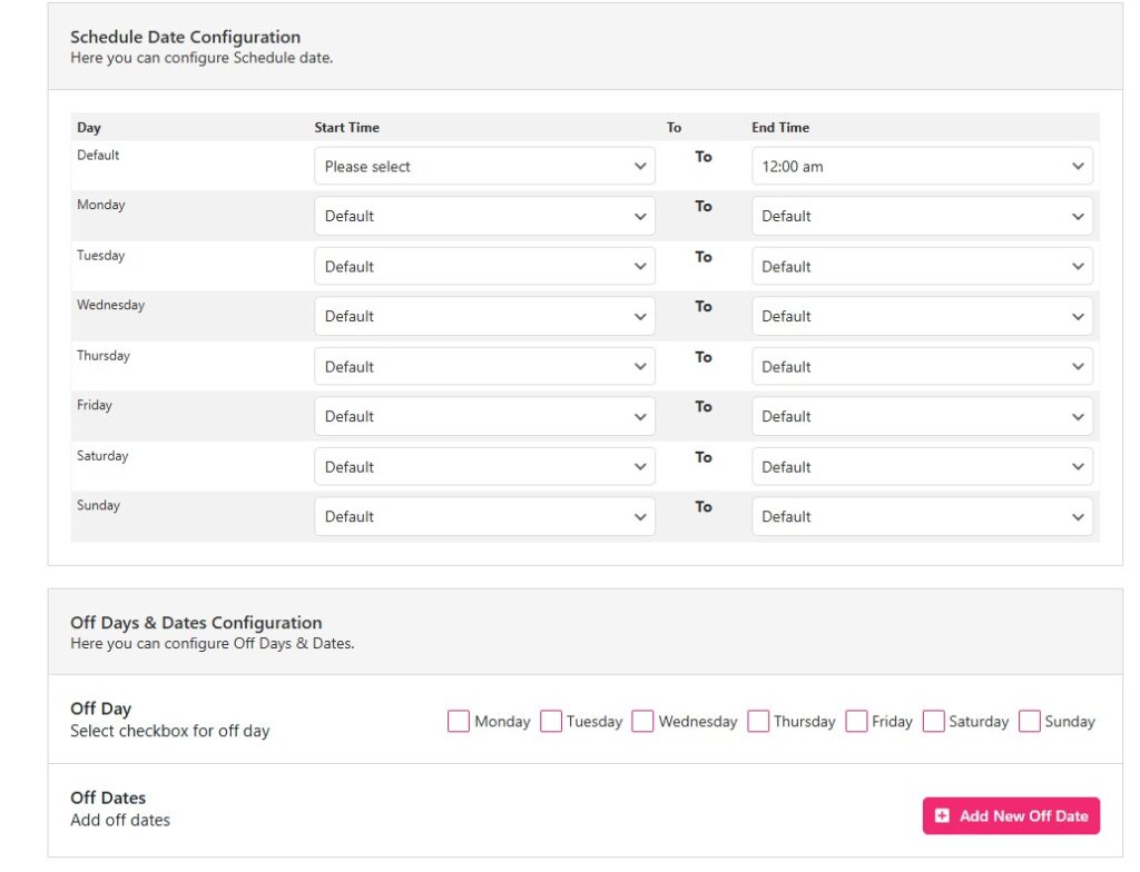 A Guide to Building a Taxi Cab Booking System In WordPress 9 schedule settings