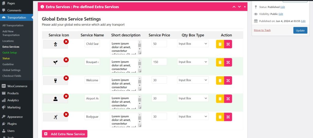 extra service eCab