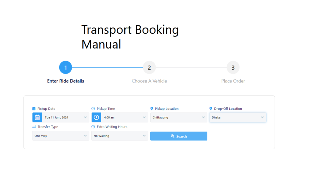 Fixed Location booking front end eCab