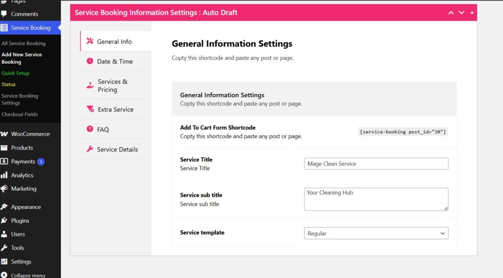 General Info Settings