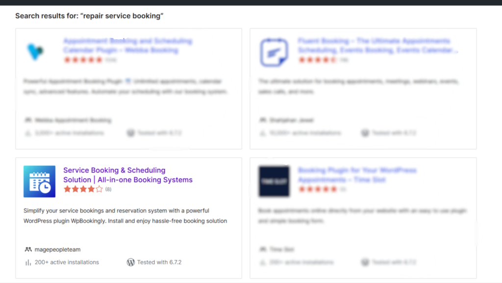 How to use WordPress Repair Service Booking plugin? 2 Search WpBookingly