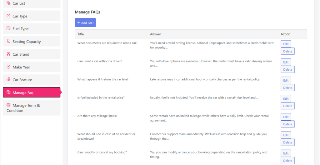 faq list