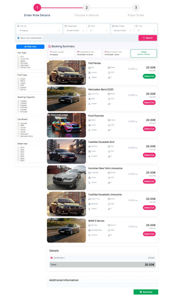 book car for rent