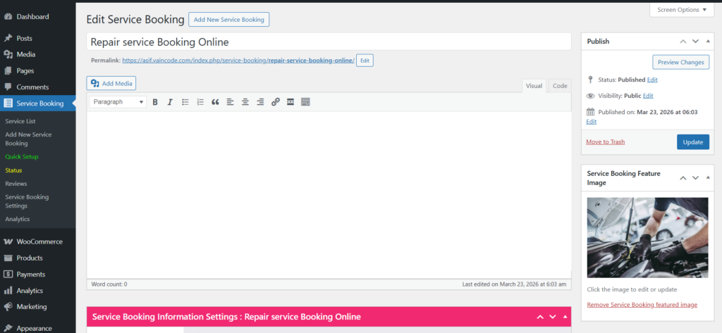 How to use WordPress Repair Service Booking plugin? 7
