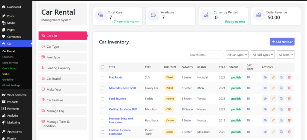 car list