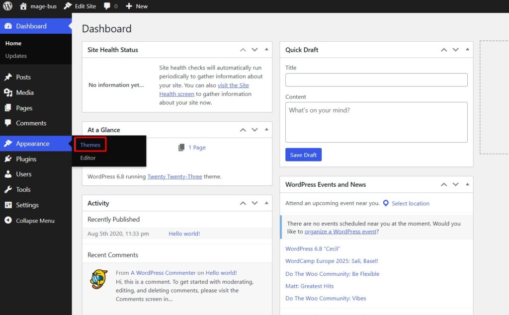 How to Install Bahon Theme: Complete WordPress Bus Theme for Transport Website 4 add new theme
