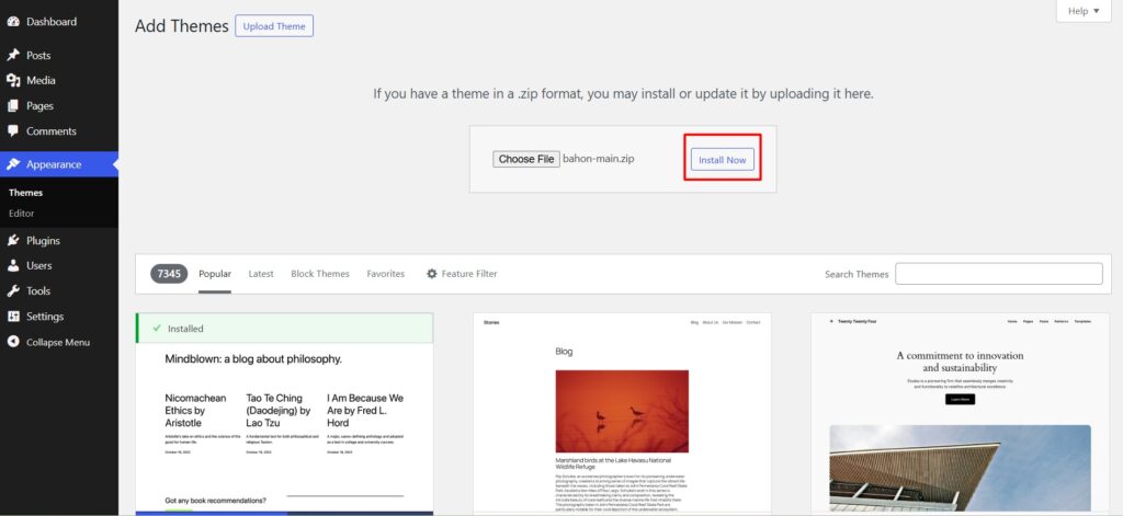 How to Install Bahon Theme: Complete WordPress Bus Theme for Transport Website 6 install bahon