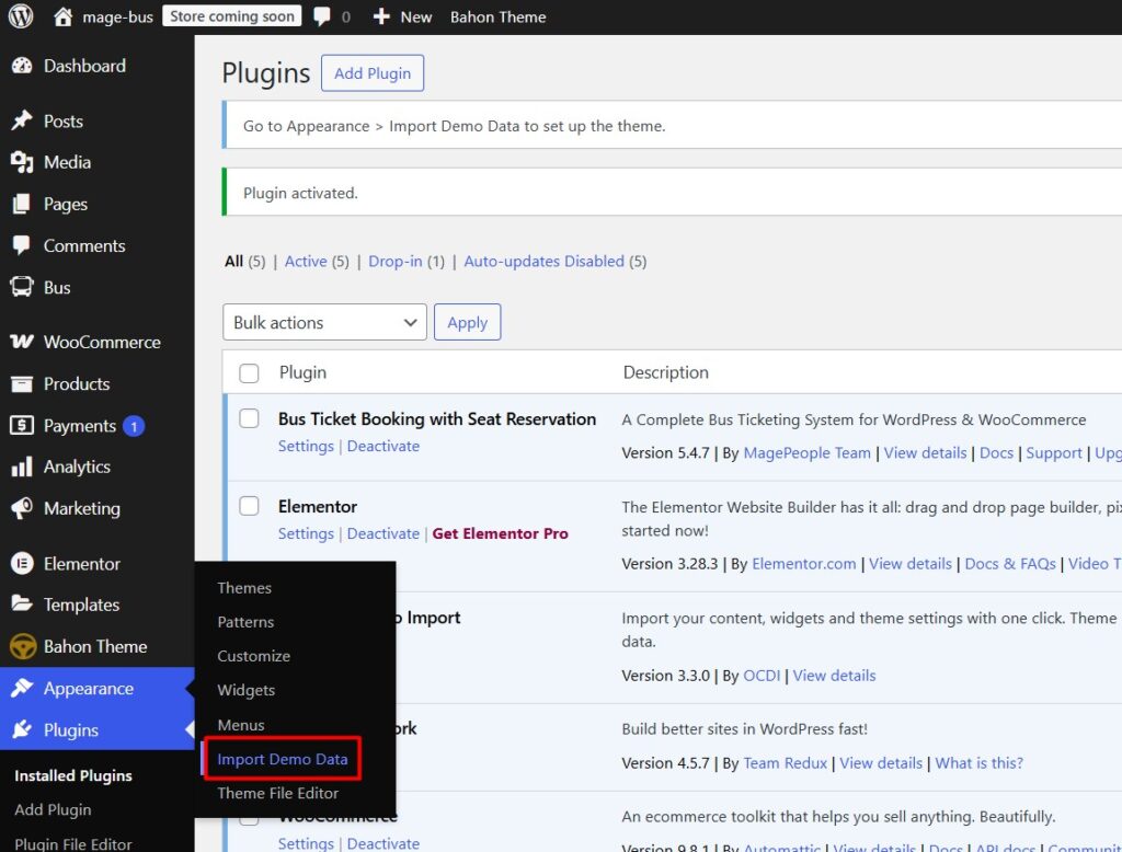 How to Install Bahon Theme: Complete WordPress Bus Theme for Transport Website 9 import demo bahon