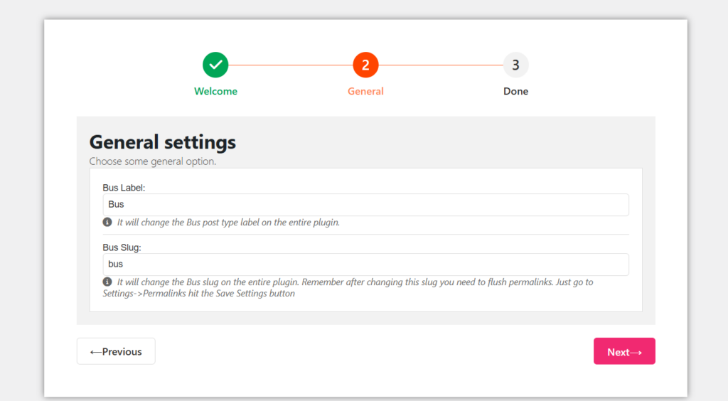 bus general settings