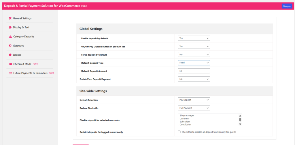 partial global settings