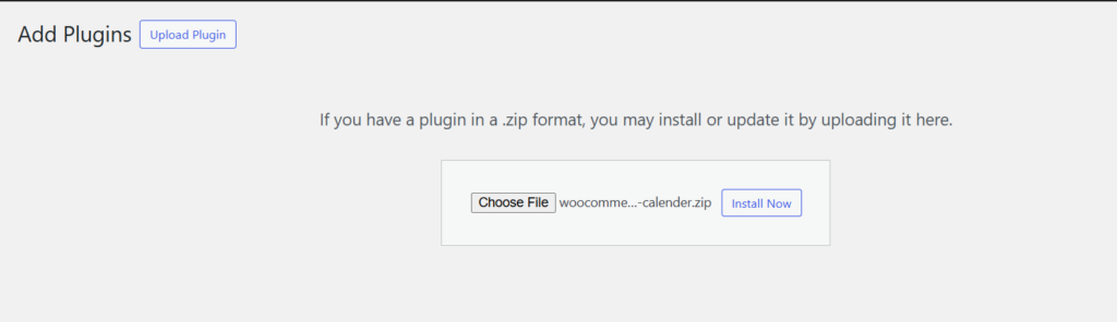 upload calendar addon