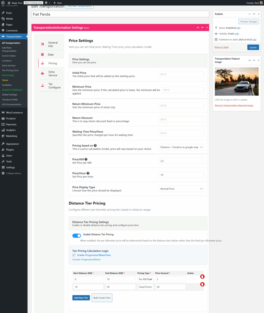 How to Use Distance Tier Pricing in the eCab Taxi Booking WordPress Plugin 19
