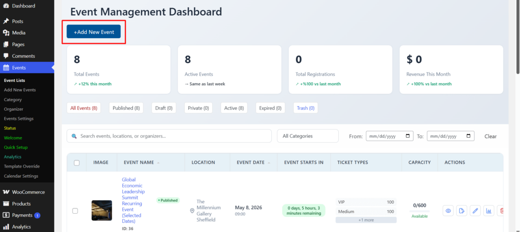 How to Create a Seminar Booking System Using WordPress Event Booking Plugin 5 add event