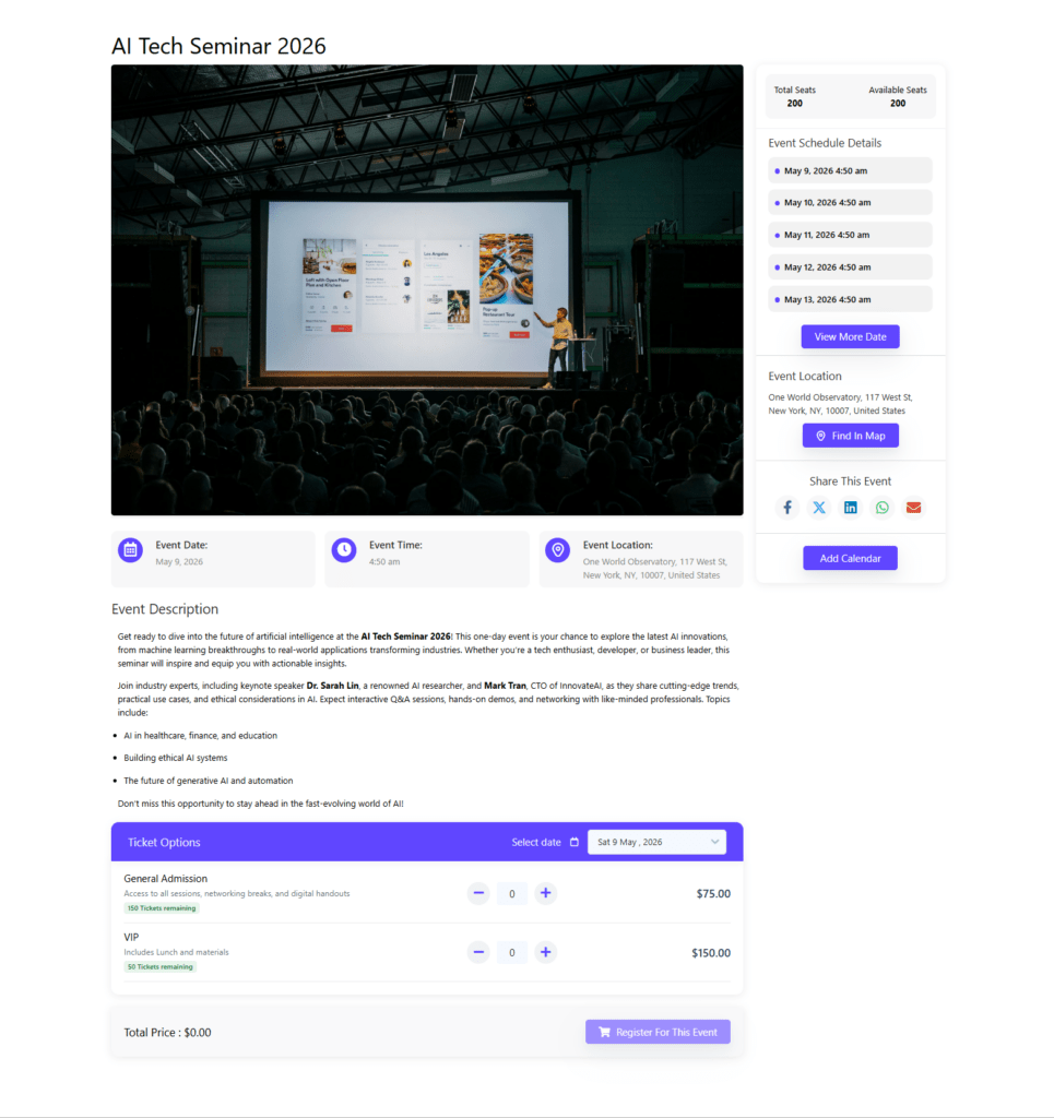 How to Create a Seminar Booking System Using WordPress Event Booking Plugin 14 booking