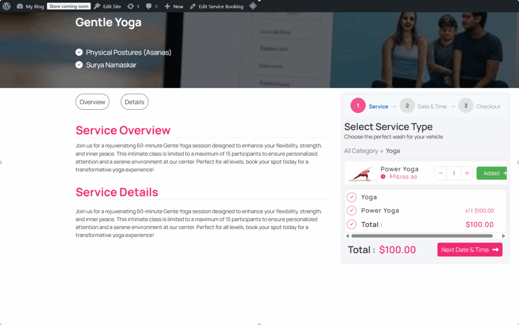 yoga form booking