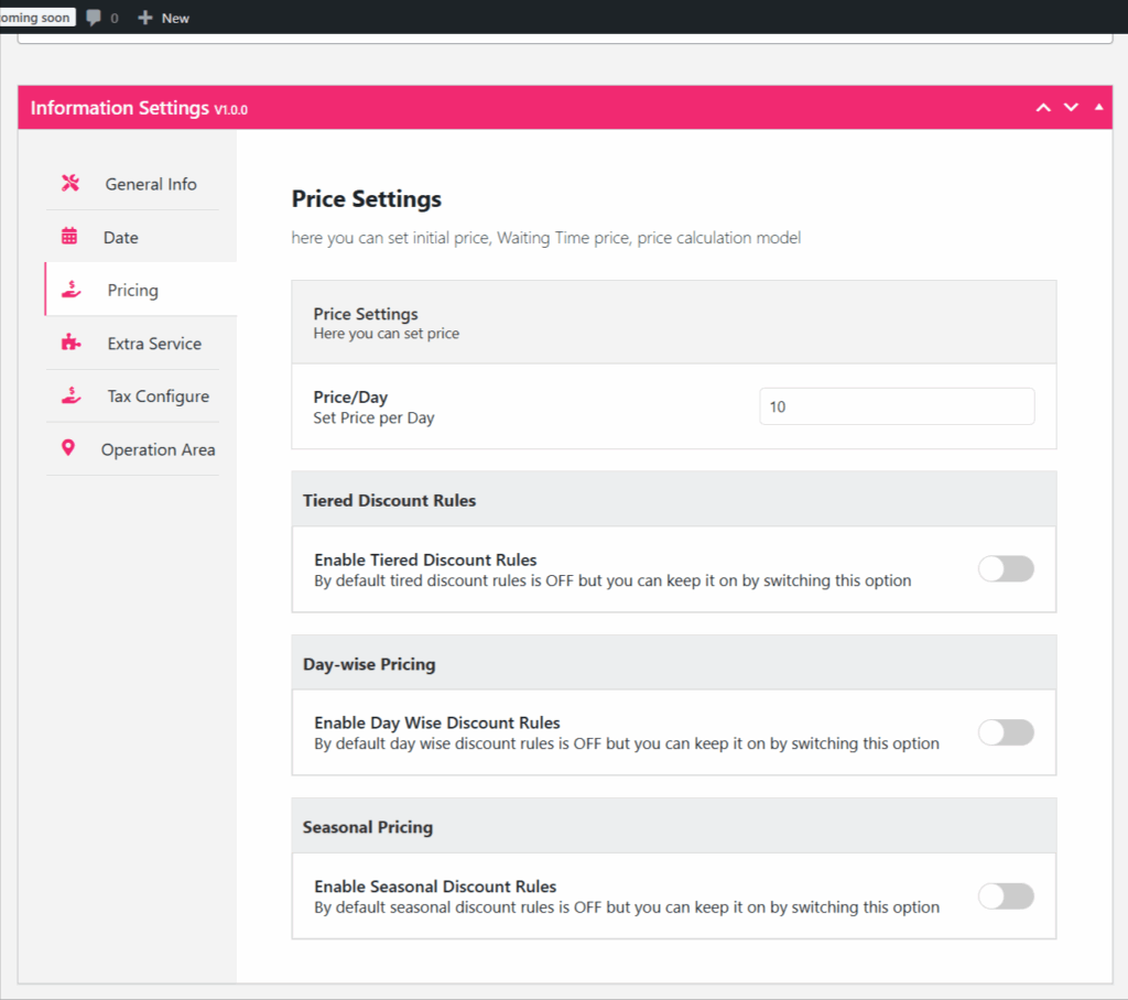 WpCarRently features