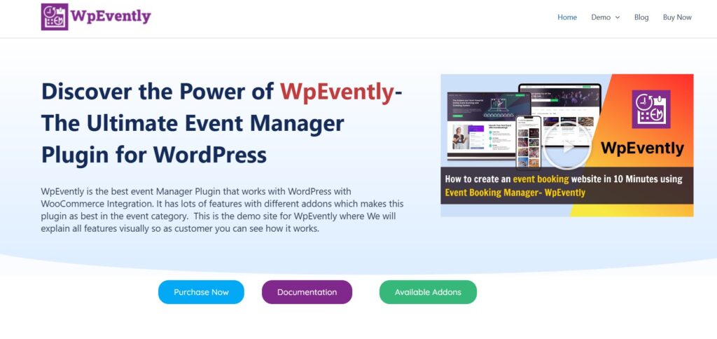 WpEvently website