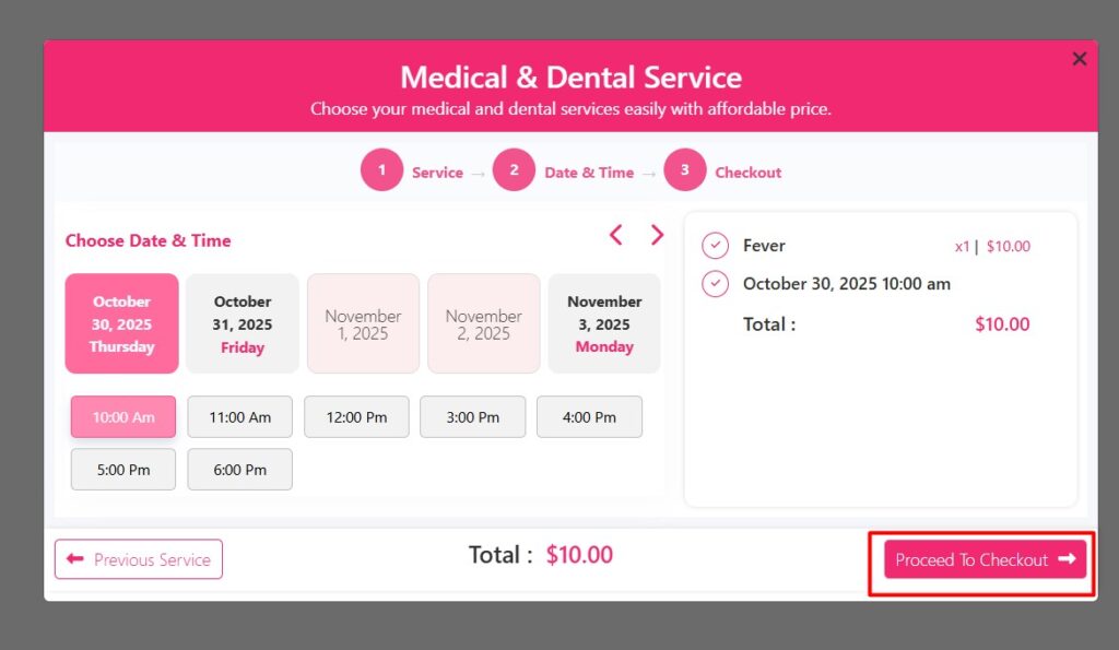 select date and time