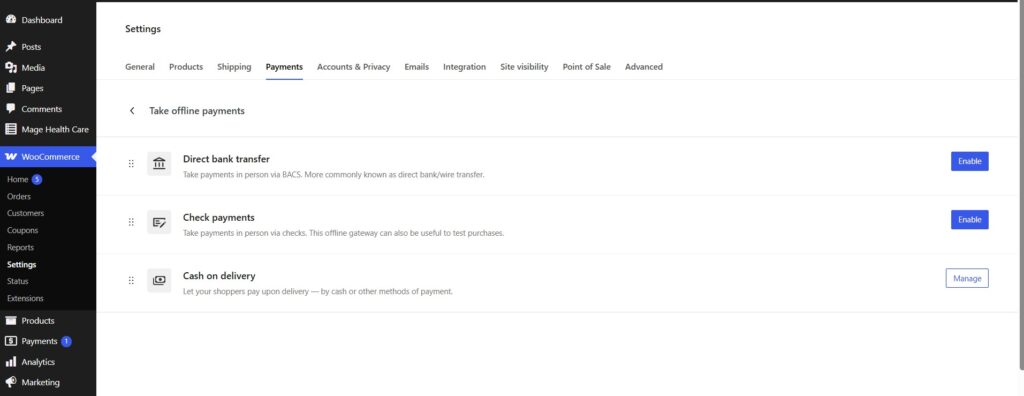 configure woocommerce payment