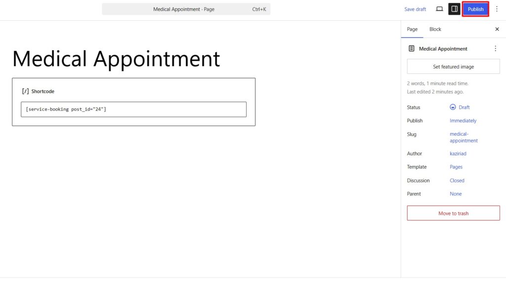 add booking shortcode