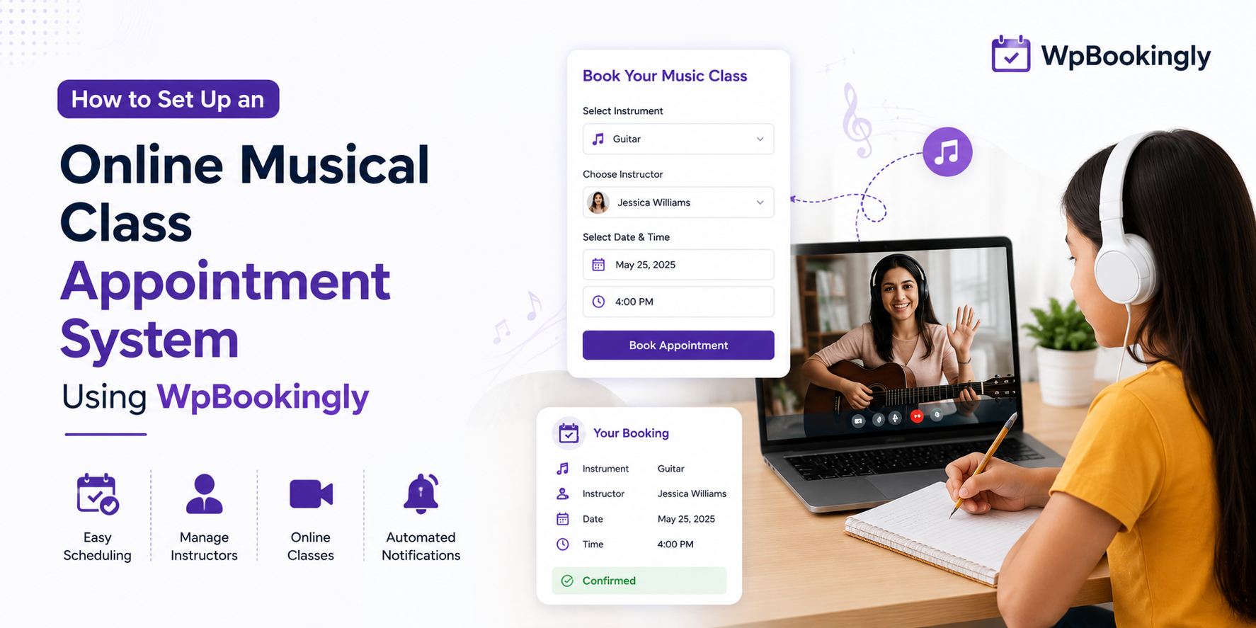 How to Set Up an Online Musical Class Appointment System Using WpBookingly
