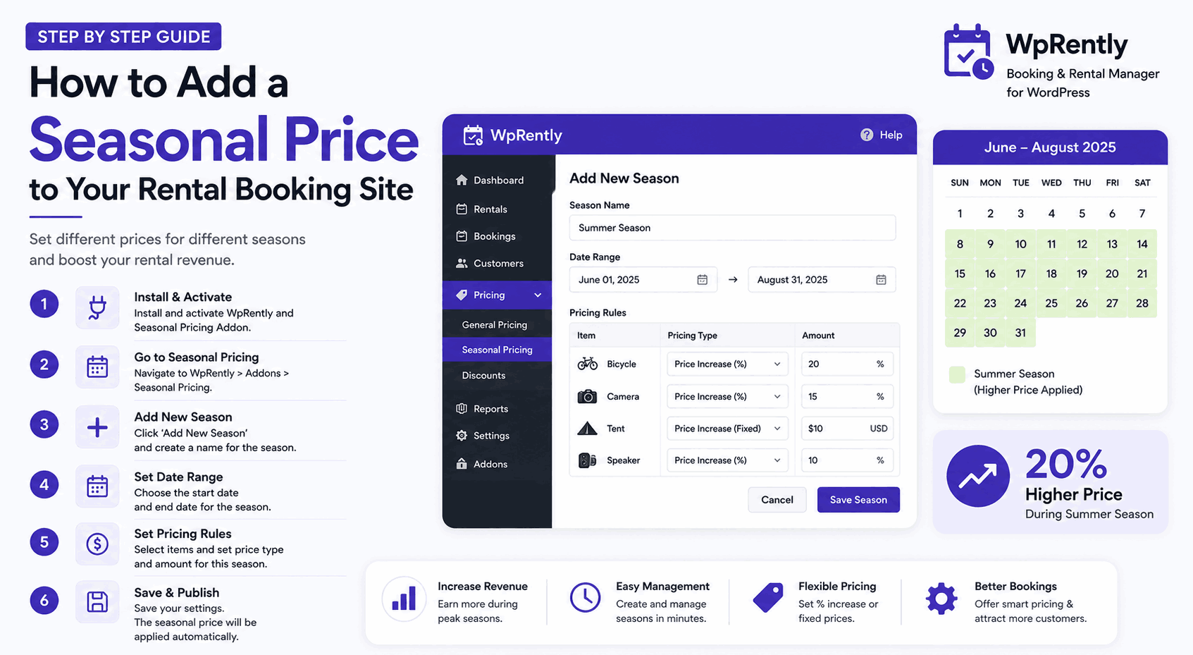 How to add a seasonal Price to your Rental Booking site