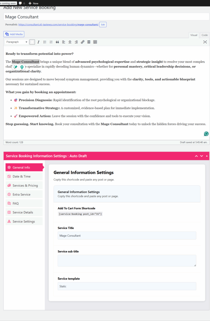 general settings description