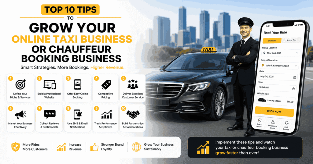 Top 10 Tips to Grow Your Online Taxi Business or Chauffeur Booking Business