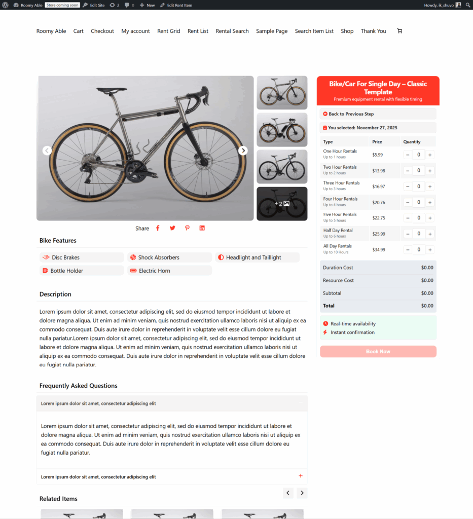 seasonal date frontend wprently