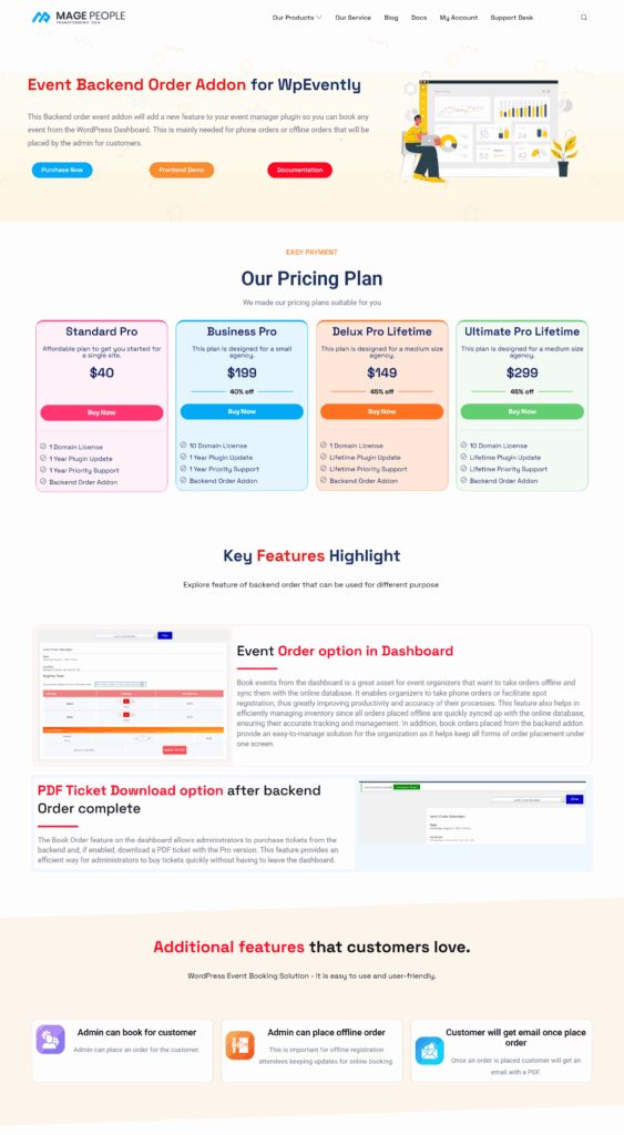buy Wpevently backend order addon