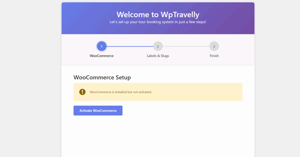 setup wizard wptravelly
