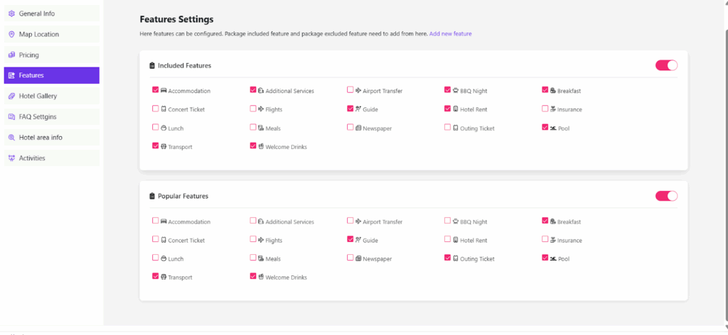 Feature Settings