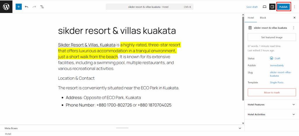 hotel name