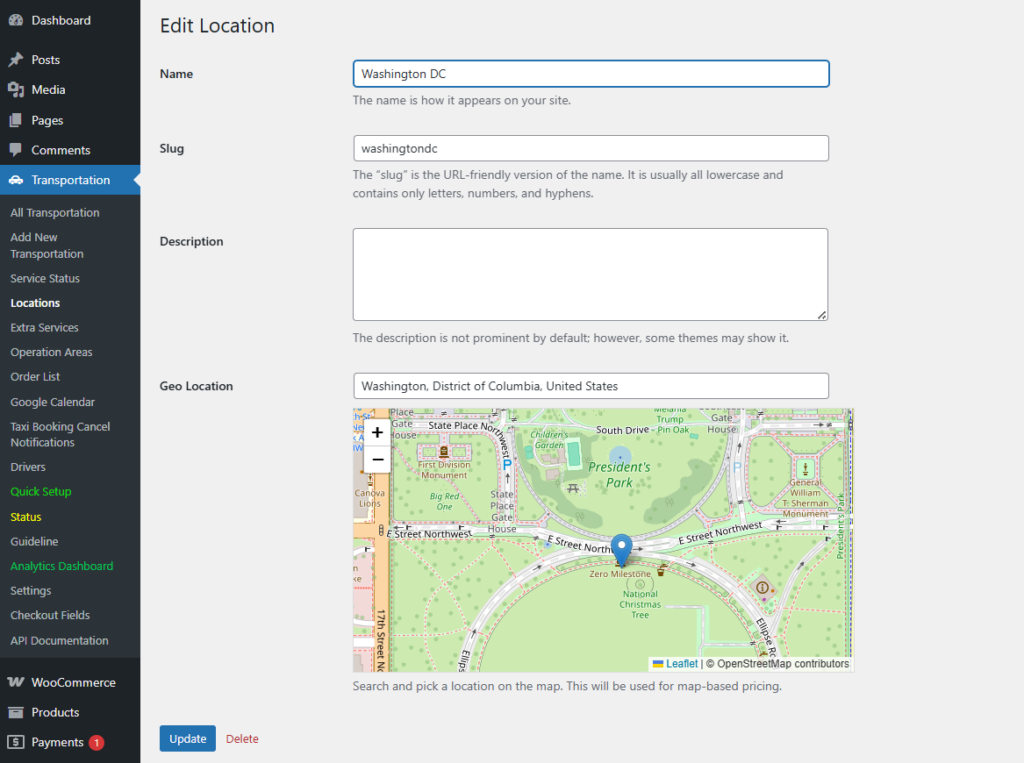 How to use Single Operation Areas and Fixed Zone Pricing in eCab Taxi 34 pinpointed location