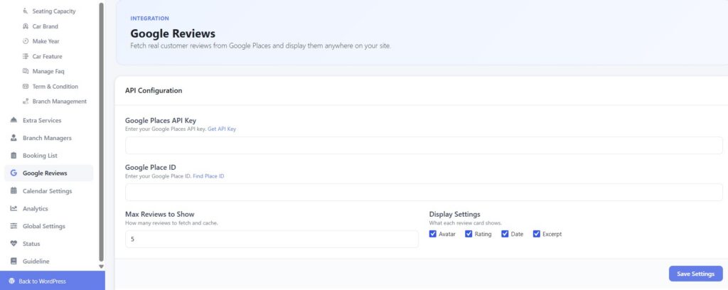 What's New in WpCarRently: Multi-Branch, Analytics & Google Reviews 3 google reviews car rental