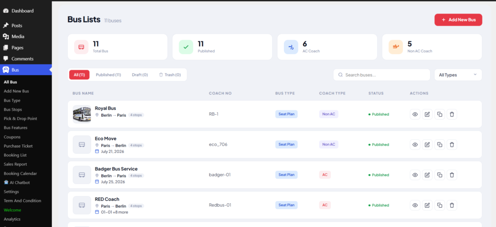 bus booking dashboard