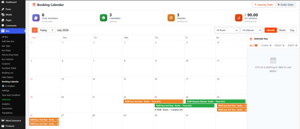 booking calendar