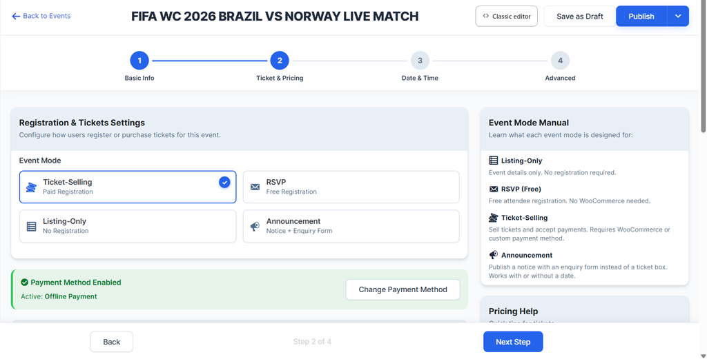 How to Sell Event Tickets From WordPress (Full Guide) 2 price ticket