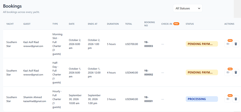 MagePeople Yacht Booking System: How It Helps Yacht Charter Businesses 6 yacht booking dashboard