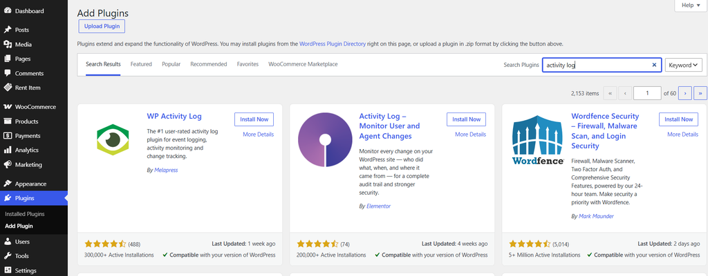 WordPress Rental Plugin Security Checklist: Protect Rentals 7 activity log