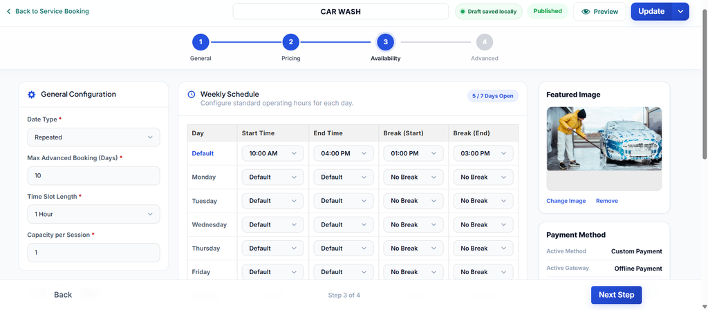 Car Wash Appointment Booking System: 7 Features That Matter 1 time slot