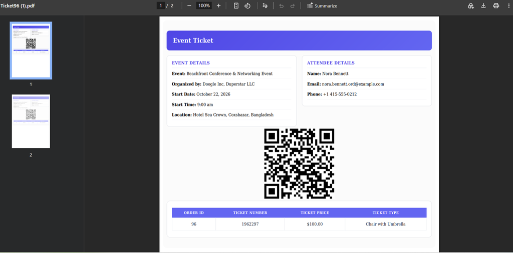 Guest Bookings for WordPress Events: No Login Required 3 qr code ticket